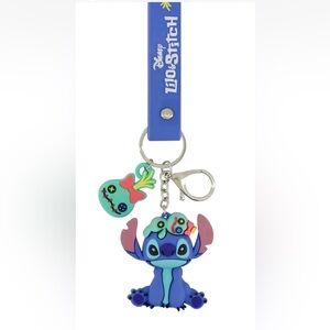 Disney 3D Lilo&Stitch, Stitch Keychain, Scrump Charm Wristlet with Key Ring